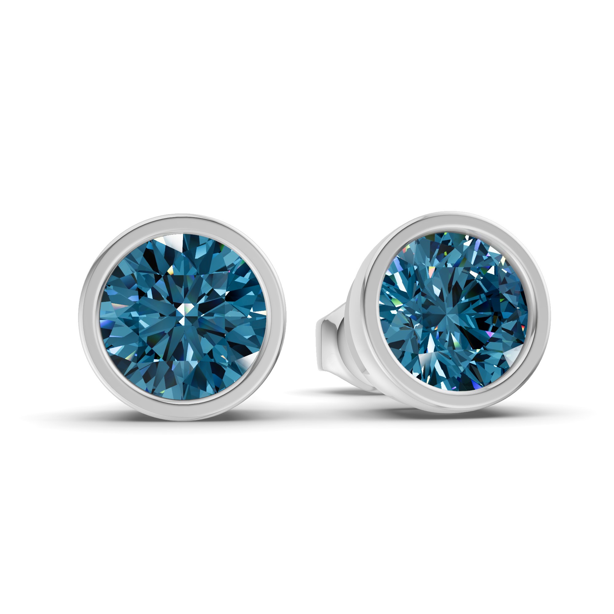 10kt White Gold Classic Bezel Round Lab Diamond Stud Earrings (1 Ct. Tw.) side right image one