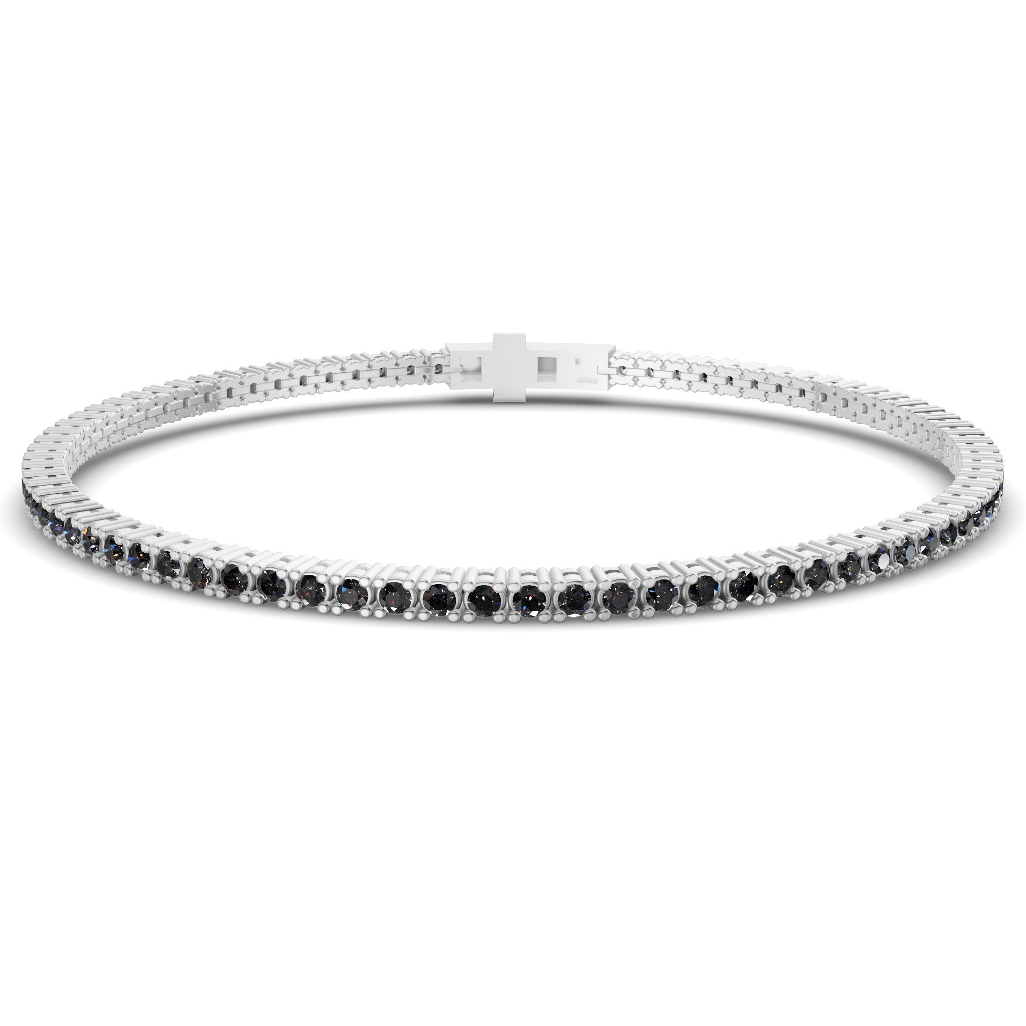 Darcy Round Black Lab Diamond Tennis Bracelet front view