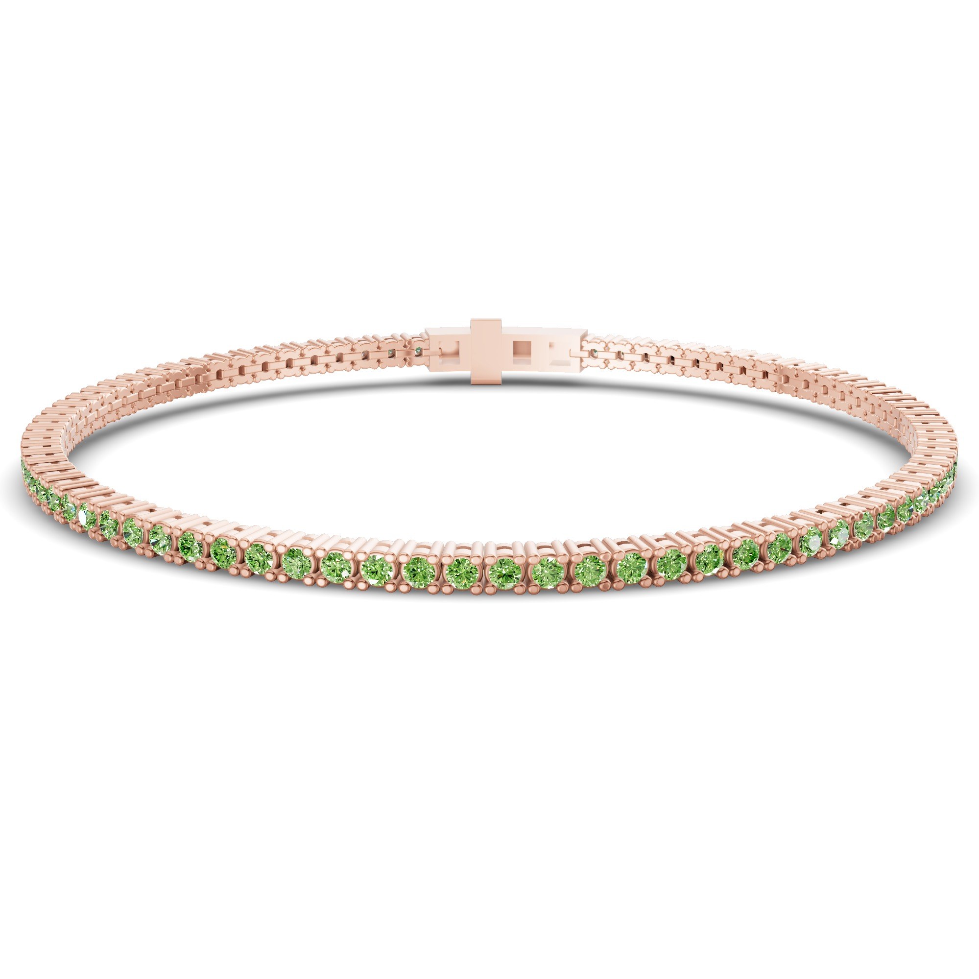Darcy Round Ocean Green Lab Diamond Tennis Bracelet front view