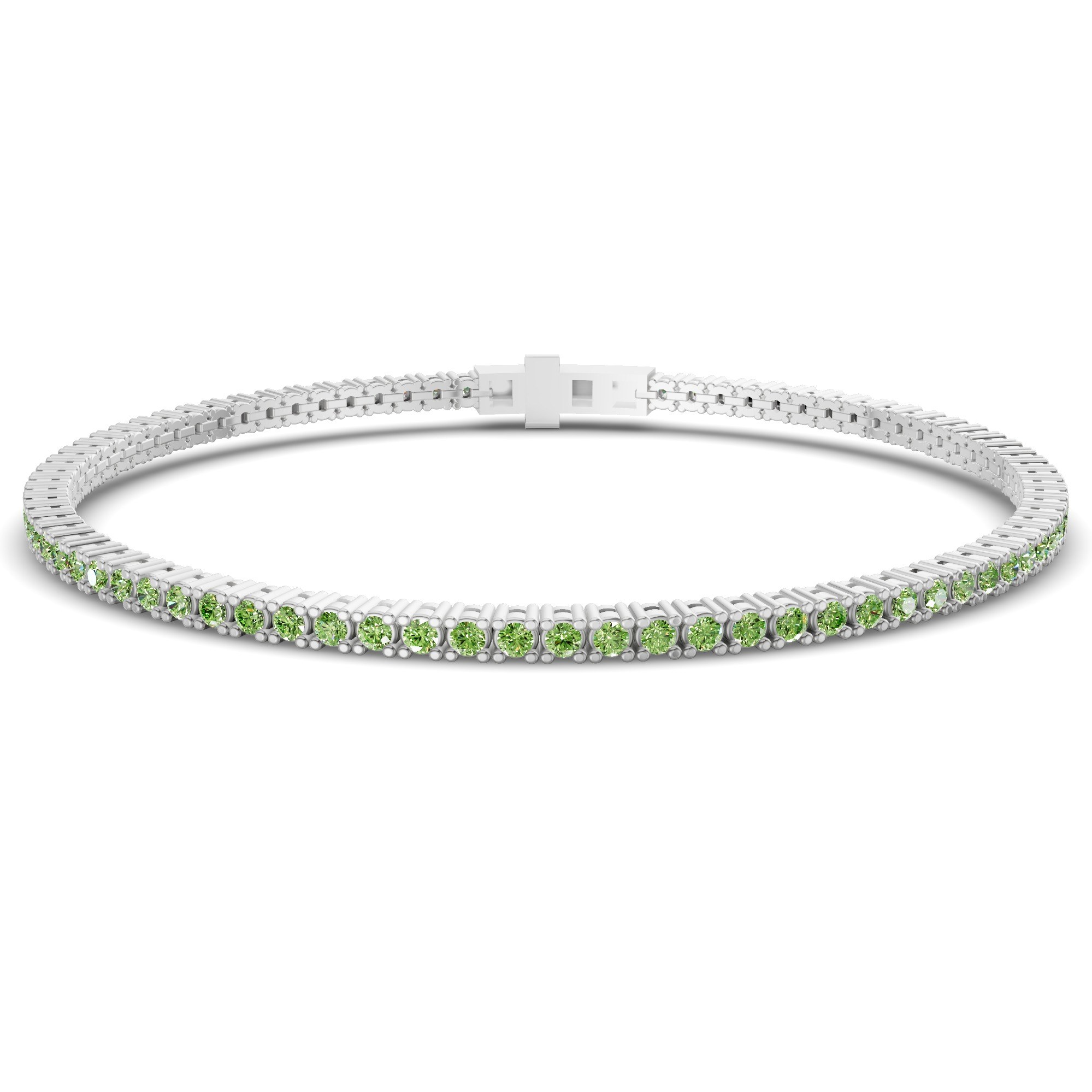 Darcy Round Ocean Green Lab Diamond Tennis Bracelet front view