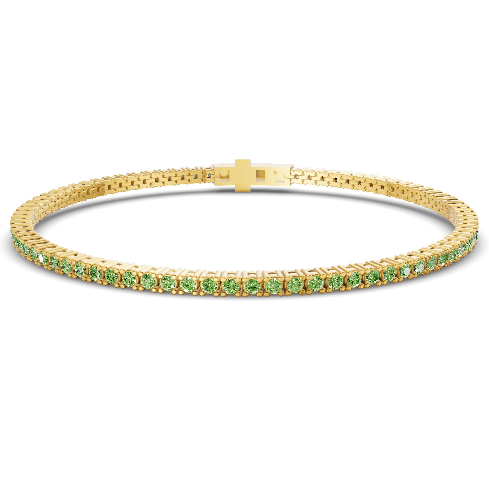 Darcy Round Ocean Green Lab Diamond Tennis Bracelet front view