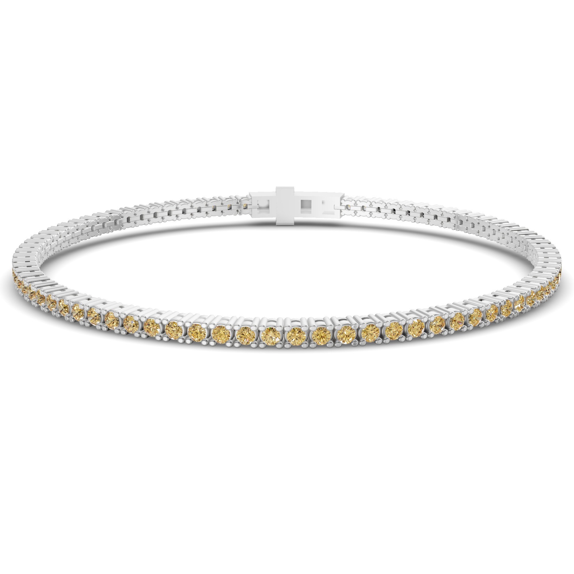 Darcy Round Lemon Yellow Lab Diamond Tennis Bracelet front view