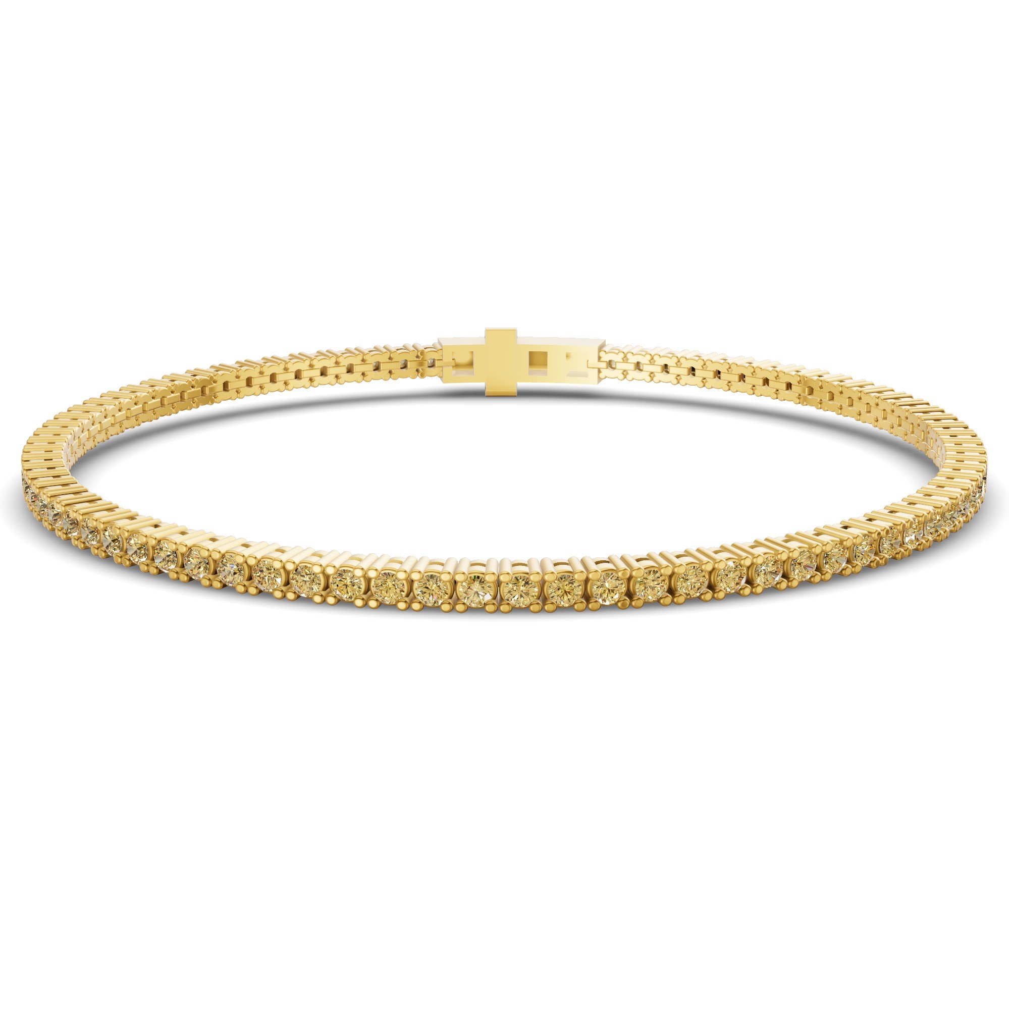 Darcy Round Lemon Yellow Lab Diamond Tennis Bracelet front view