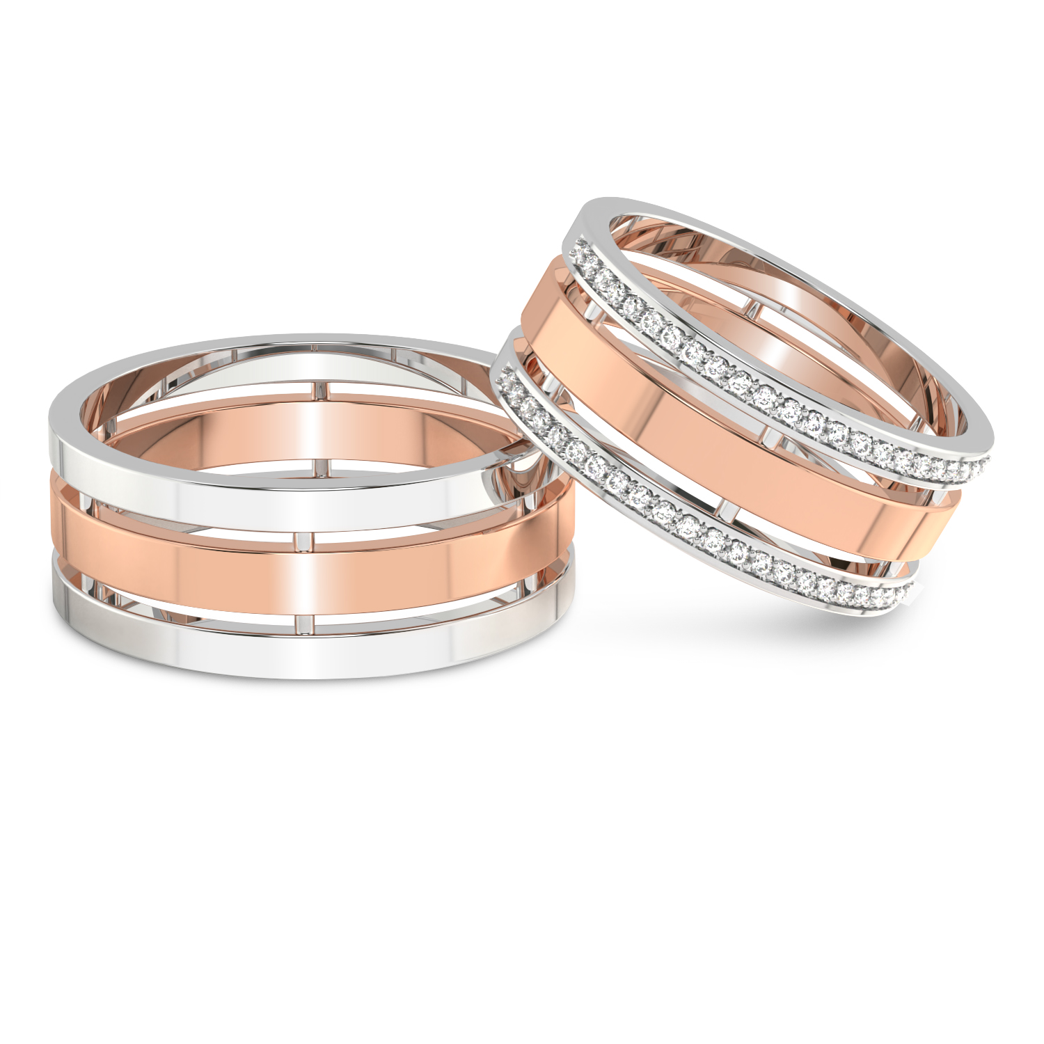 Unfading Love Couple Rings Front View