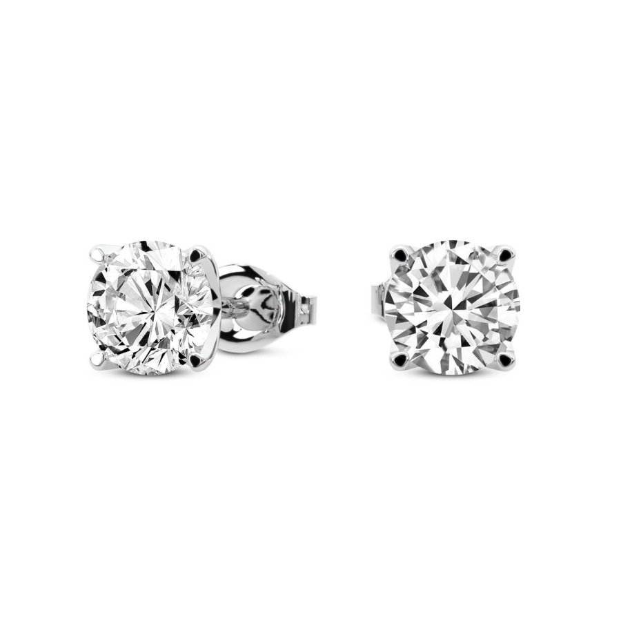 flora four prong lab diamond stud earrings Side View