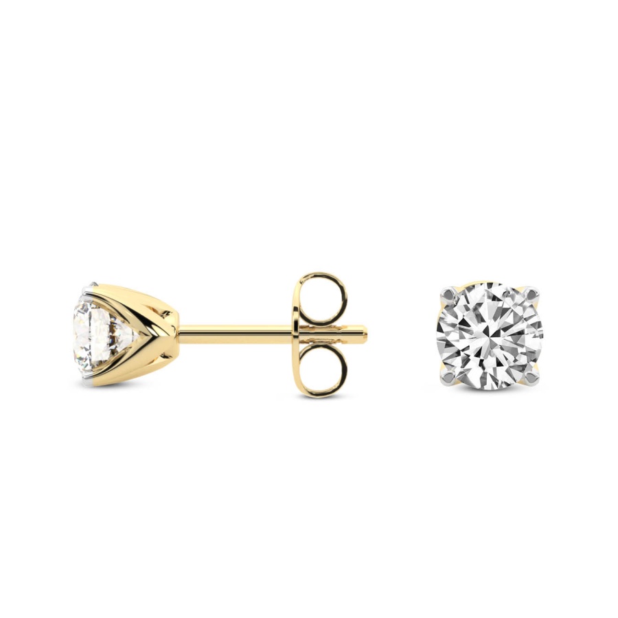 flora four prong lab diamond stud earrings Side Left View