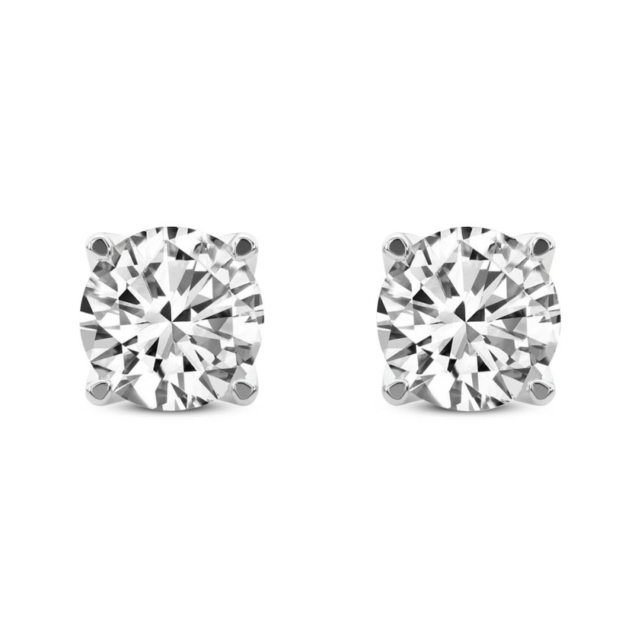 flora four prong lab diamond stud earrings Front View