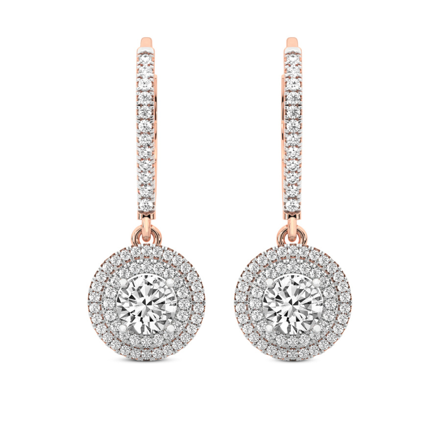 Freyde Double Halo Lab Diamond Earrings Front View