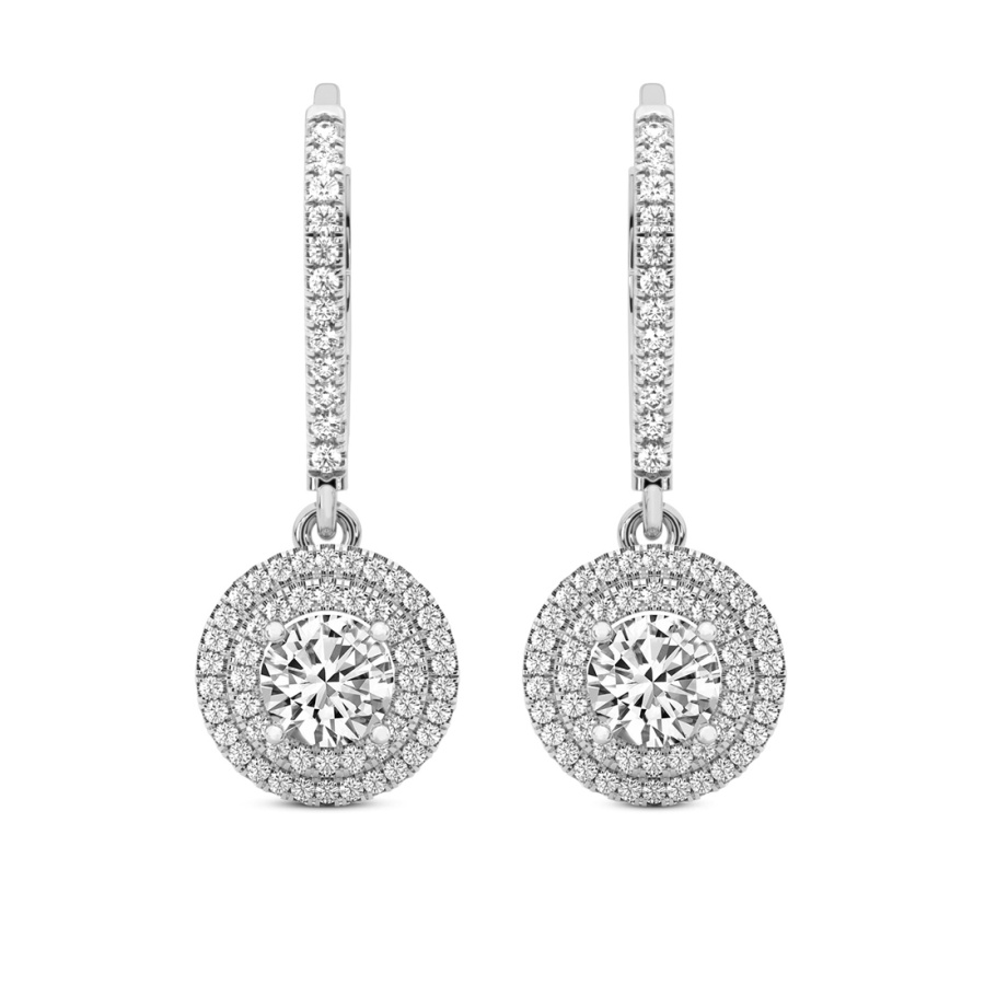 Freyde Double Halo Lab Diamond Earrings Front View