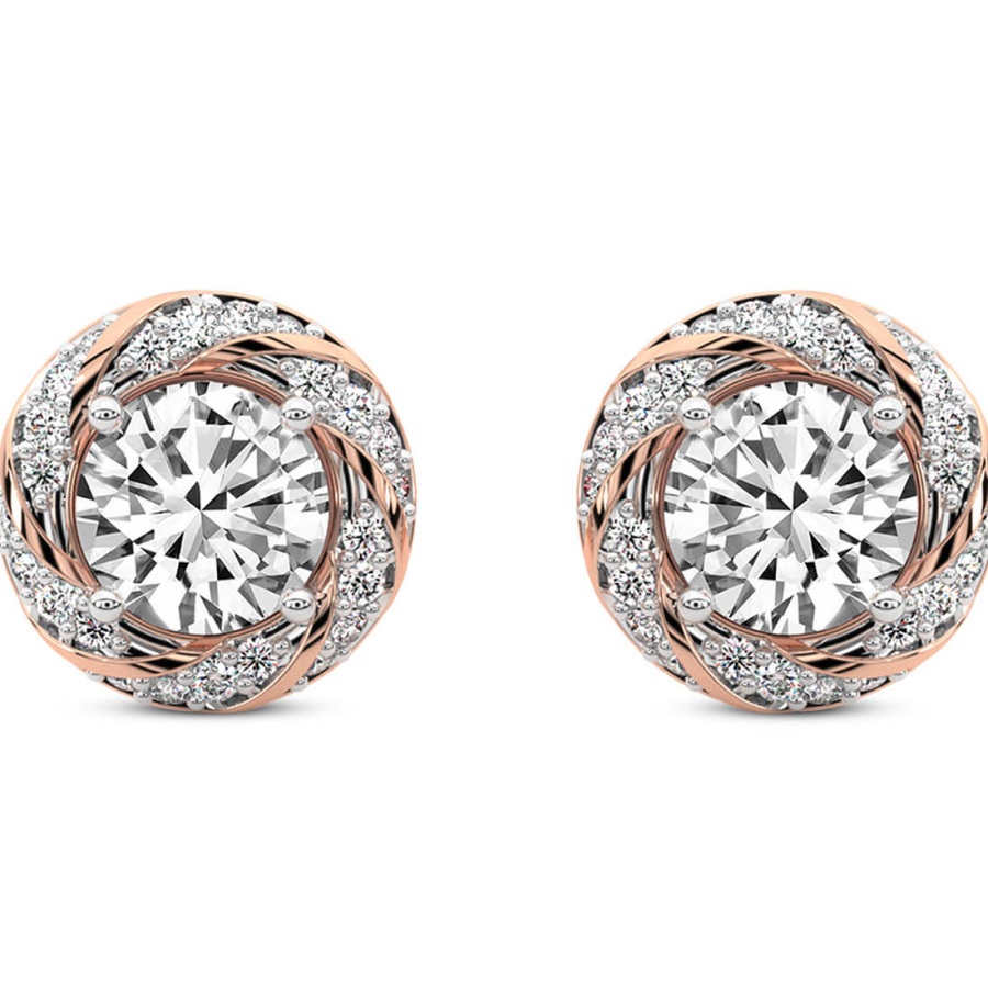 luxe lab diamond stud earrings Front View