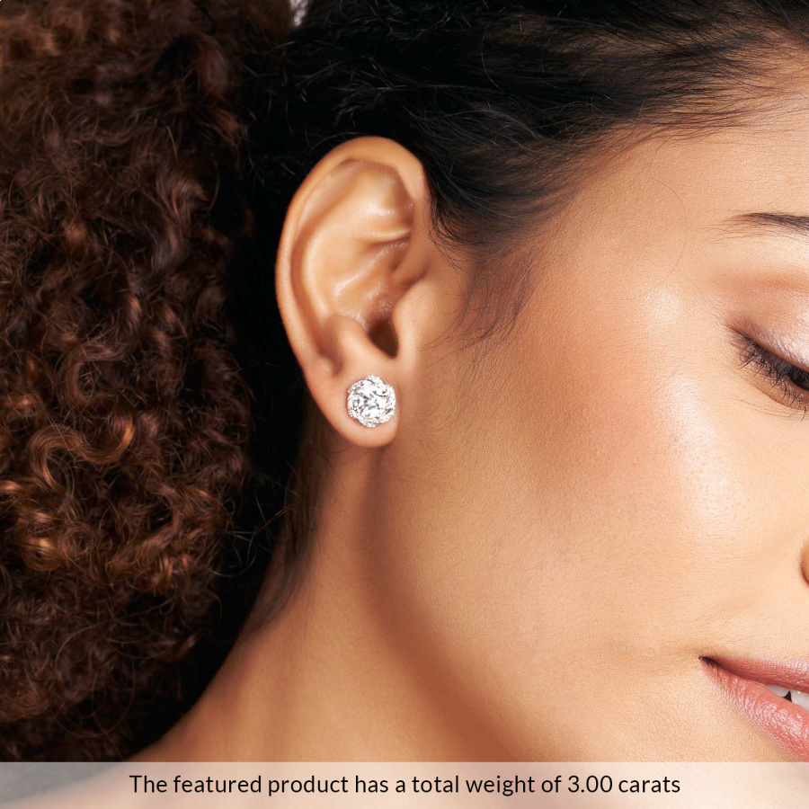 luxe lab diamond stud earrings Model View