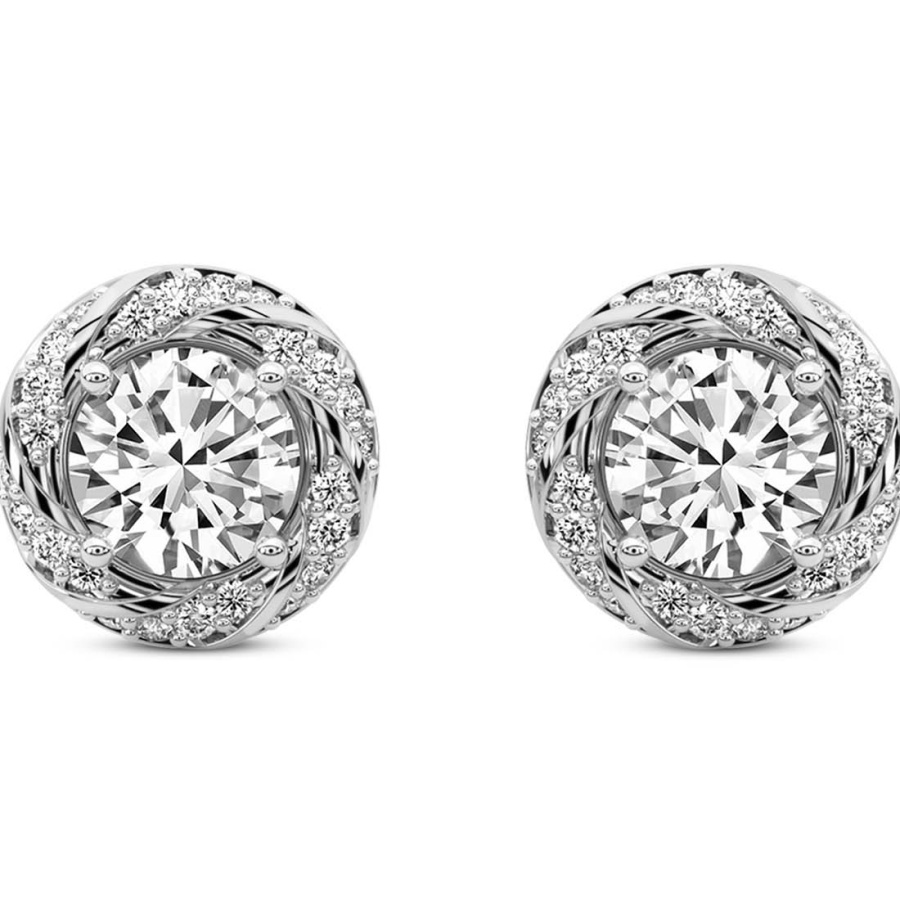 luxe lab diamond stud earrings Front View