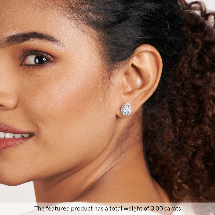 solice lab diamond stud earrings Model View