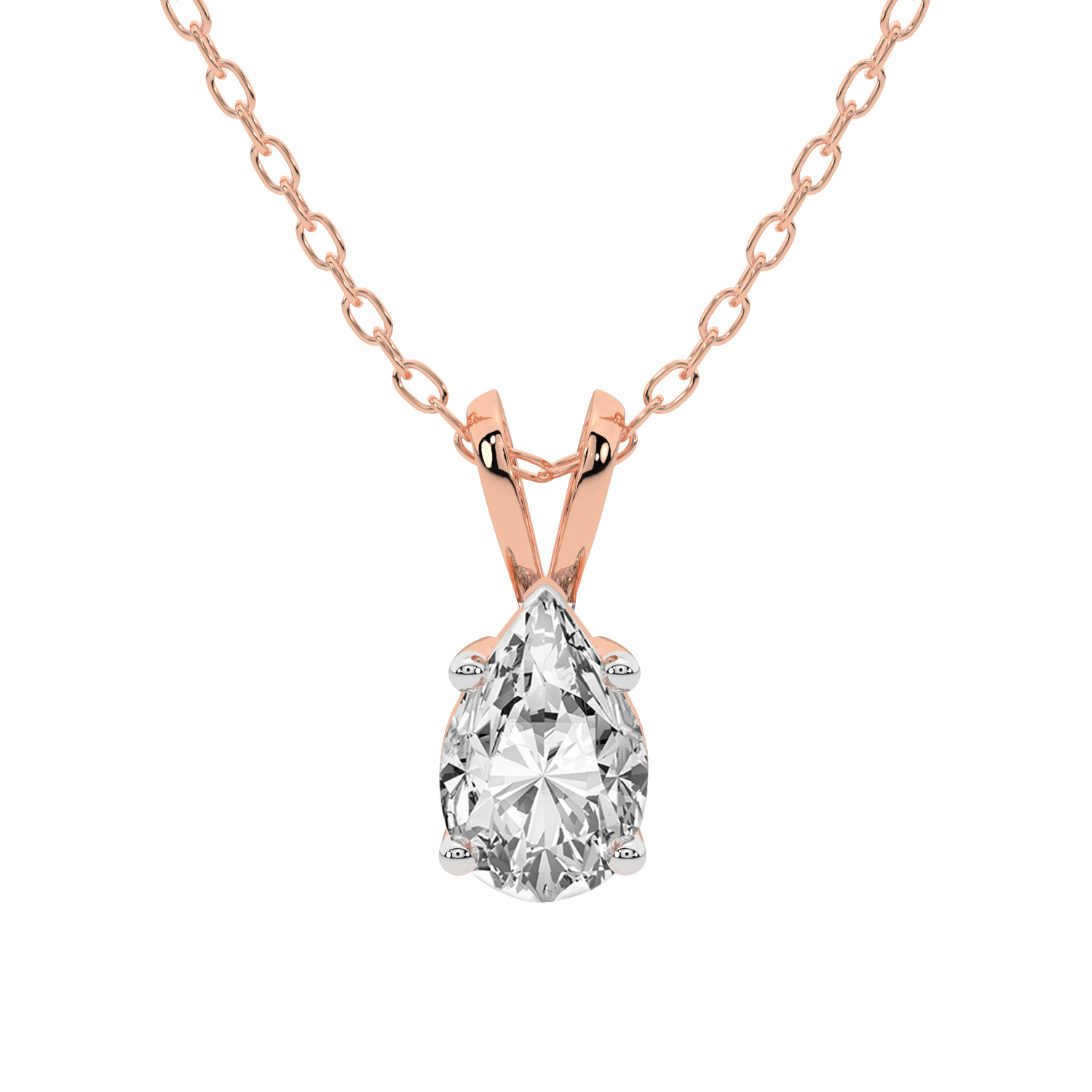 5.01 ct. pear Quartze Split Bail Pendant in 9Ct rose gold front image
