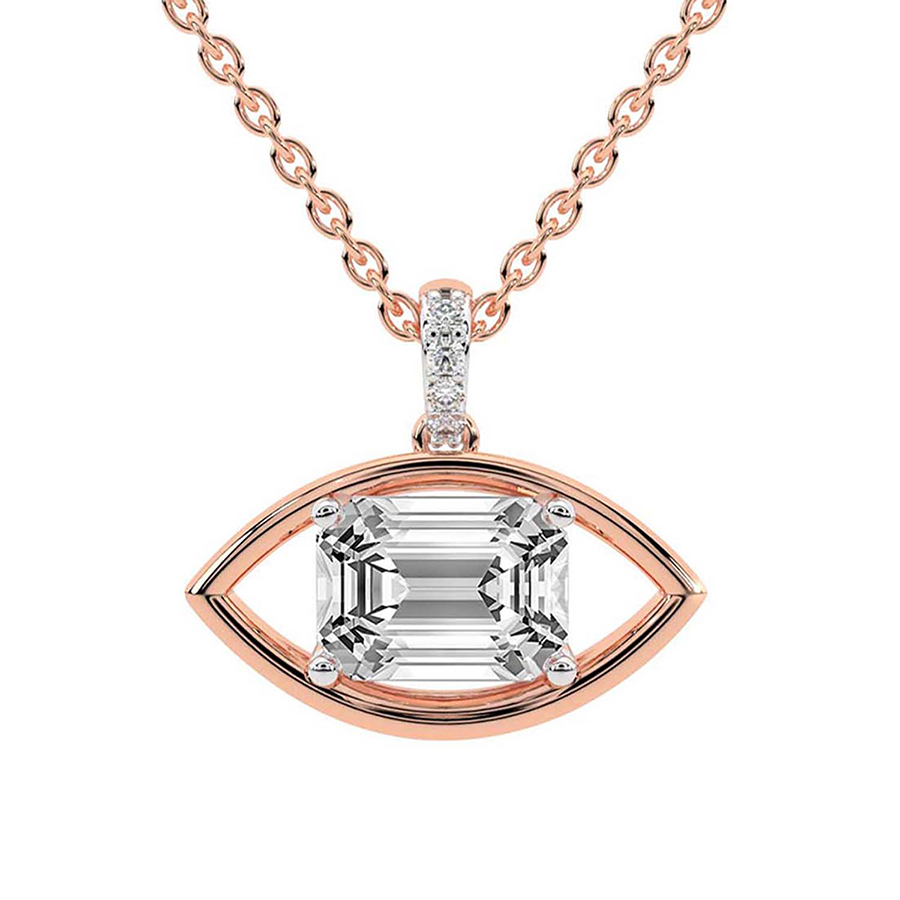 Evil Eye Charm Lab Grown Diamond Pendant front view