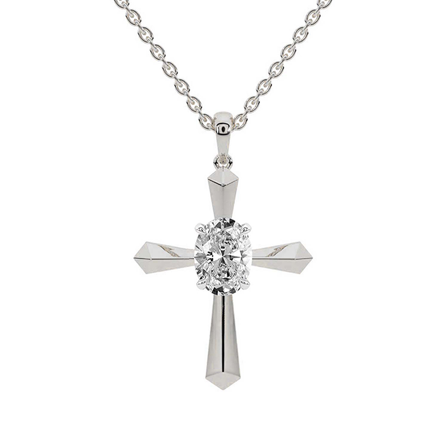 Serenity Cross Lab Grown Diamond Pendant front view