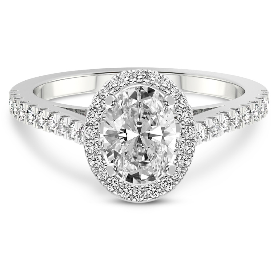 Rising Sun Halo Lab Diamond Ring front view