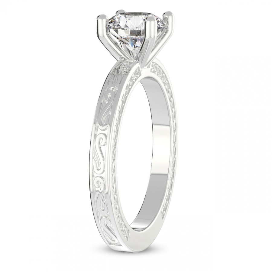 Ivory Vintage Solitaire Ring Side Left View