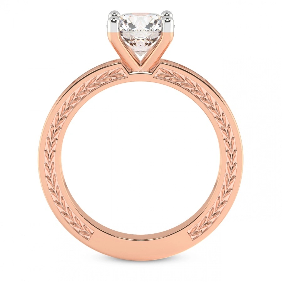 18kt Rose Gold Ivory Vintage Solitaire Lab Diamond Ring side right image one