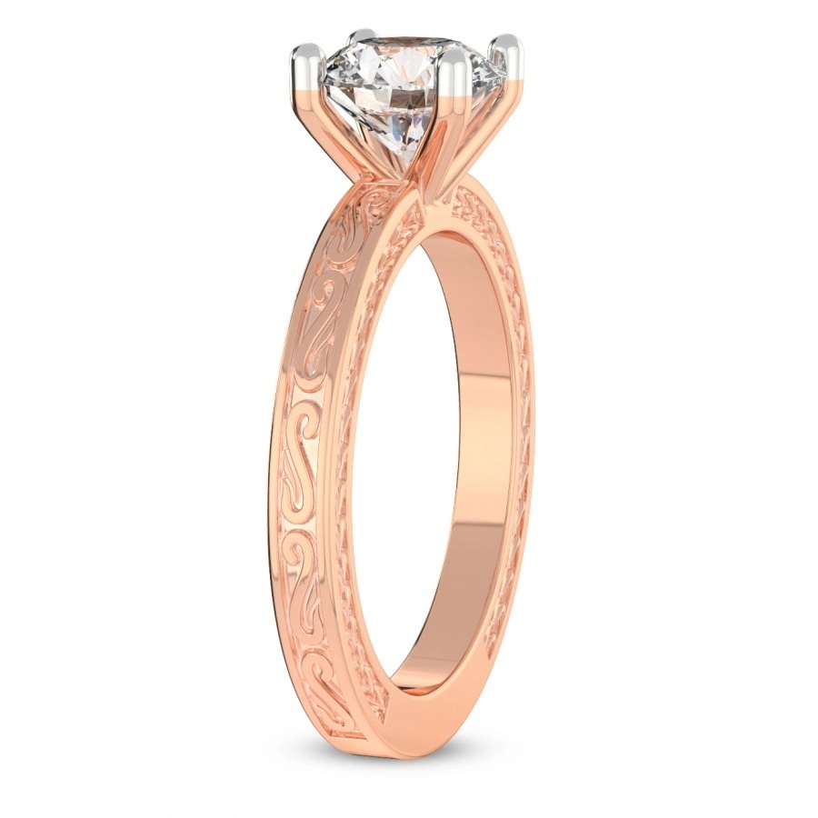 18kt Rose Gold Ivory Vintage Solitaire Lab Diamond Ring standing product image one
