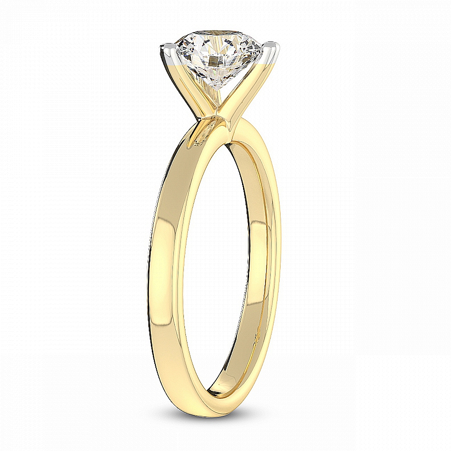 Three Prong Solitaire Diamond Ring Side Left View