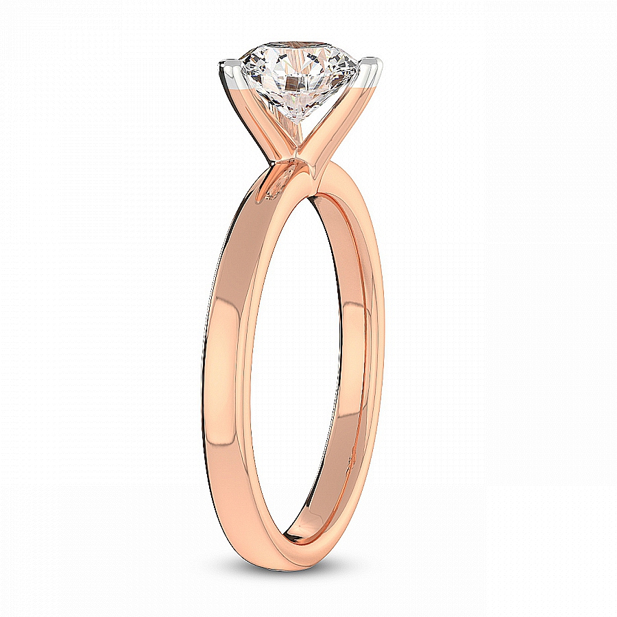 Three Prong Solitaire Diamond Ring Side Left View
