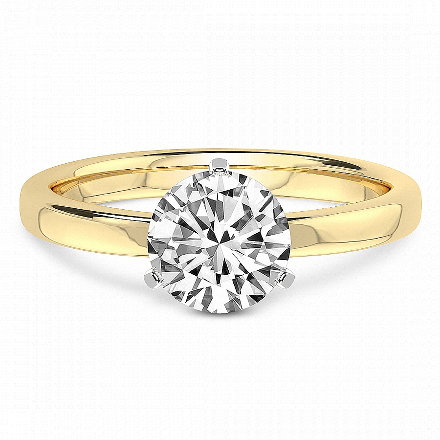Three Prong Solitaire Diamond Ring Front View
