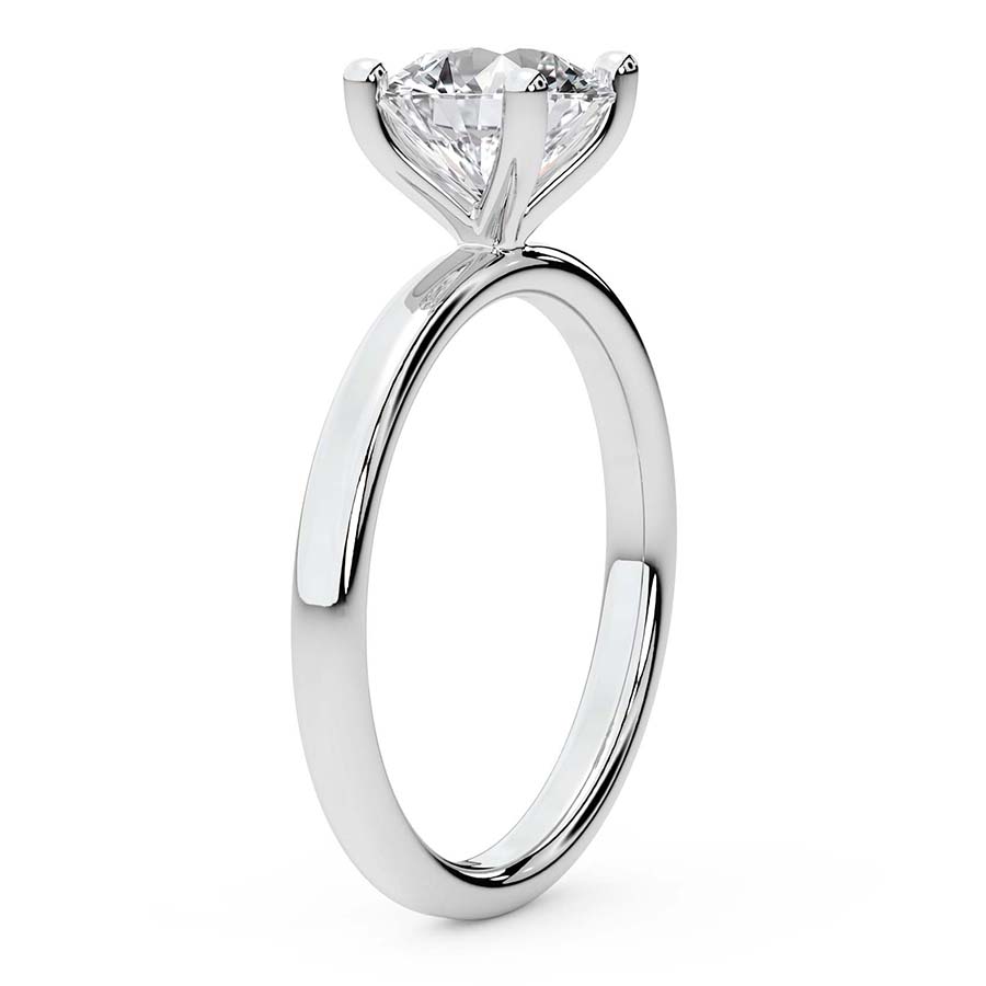 Four Prong Solitaire Diamond Ring Side Left View