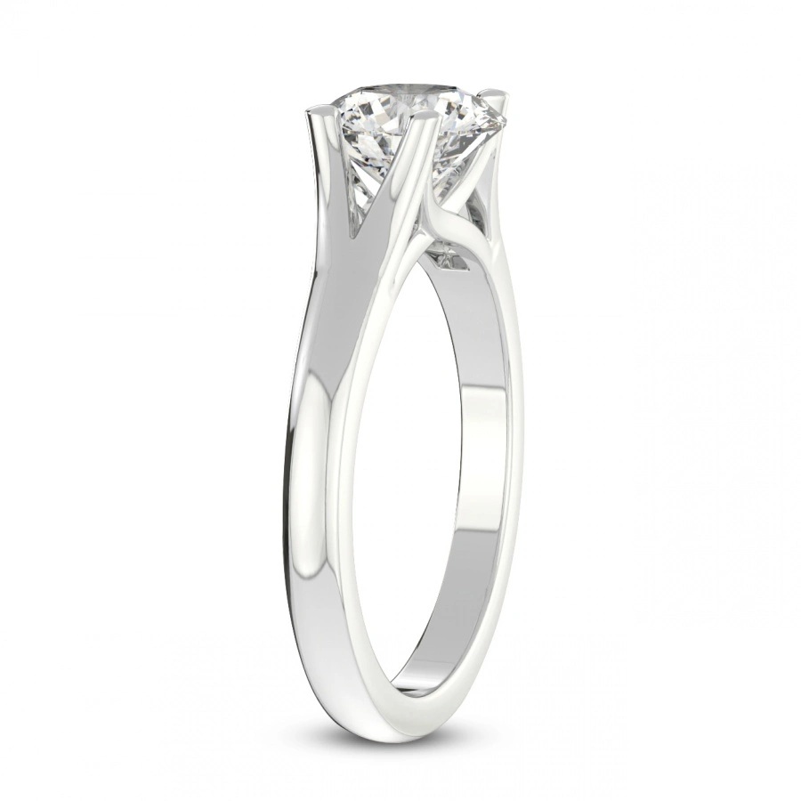 Platinum Cathedral Split Shank Solitaire Lab Diamond Ring standing product image one