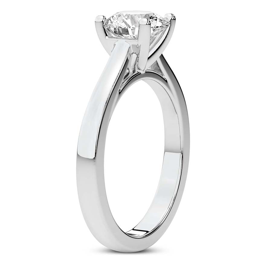 Esther - 14K White Gold Round Diamond Three Stone Engagement Ring with Pave  Setting - Wedding Bands & Co.