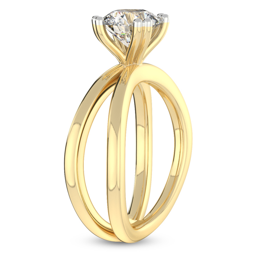 14kt Yellow Gold Stella Criss Cross Solitaire Lab Diamond Ring standing product image one