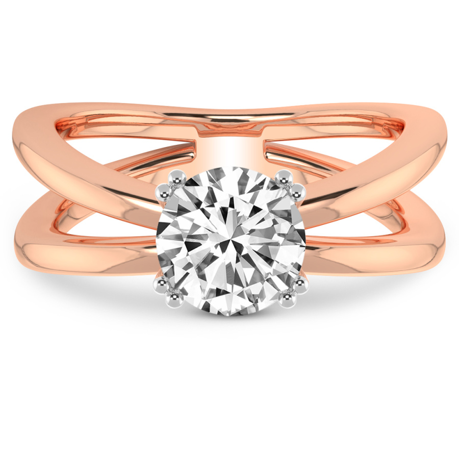 Stella Criss Cross Solitaire Ring Front View