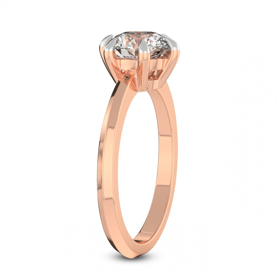 14kt Rose Gold Eva Six Prong Knife Edge Lab Diamond Ring standing product image one