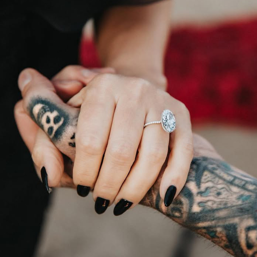 Kourtney Kardashian Secret Double Halo Eternity Lab Diamond Ring front view