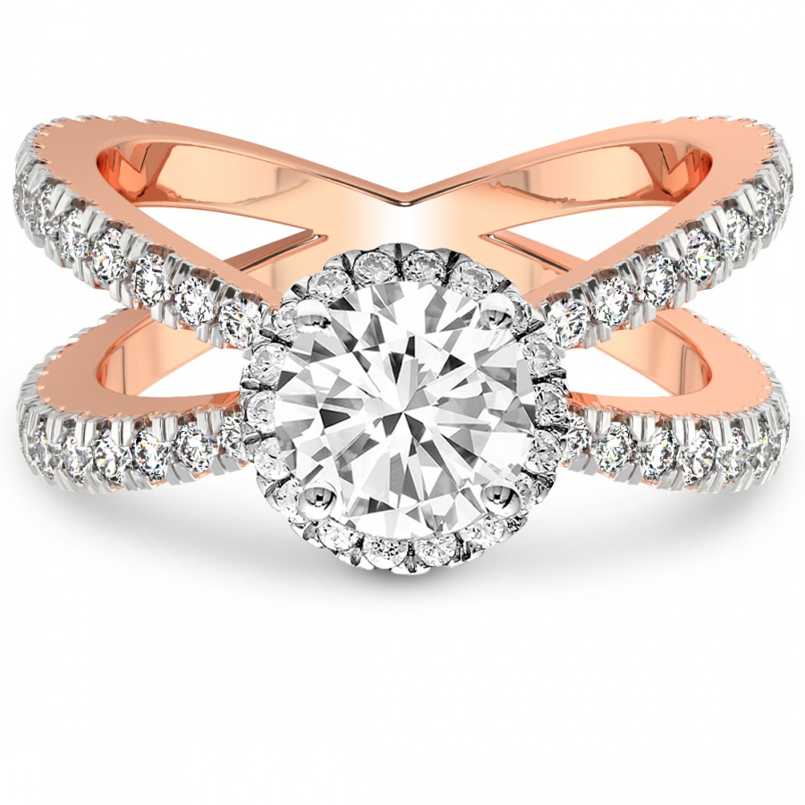 Electra Criss Cross Halo Ring Front View