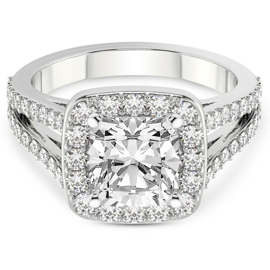 Platinum Rosalind Split Shank Halo Lab Diamond Ring front image