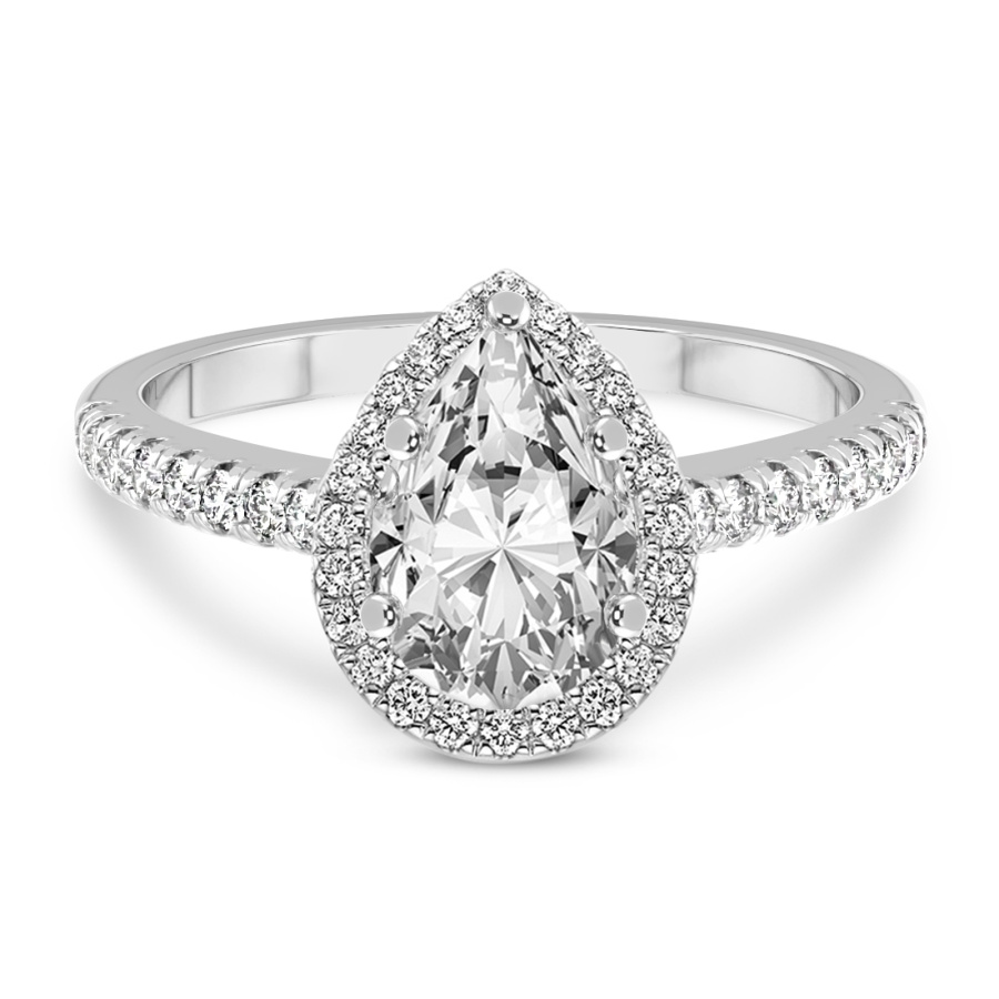 1.34 ct. pear Anastasia Halo Ring in 18kt white gold front image