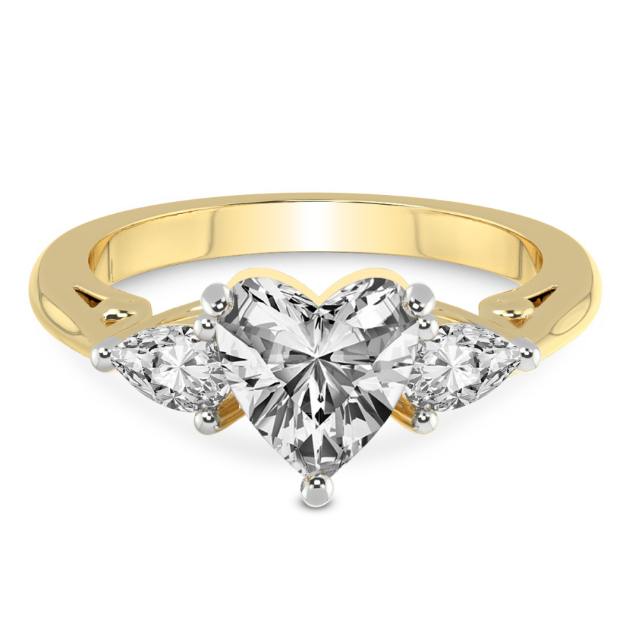 Leona Three stone Side Pear Lab Diamond Ring front view