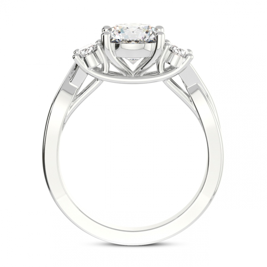 Dionne Three Stone Side Oval Diamond Ring Side View