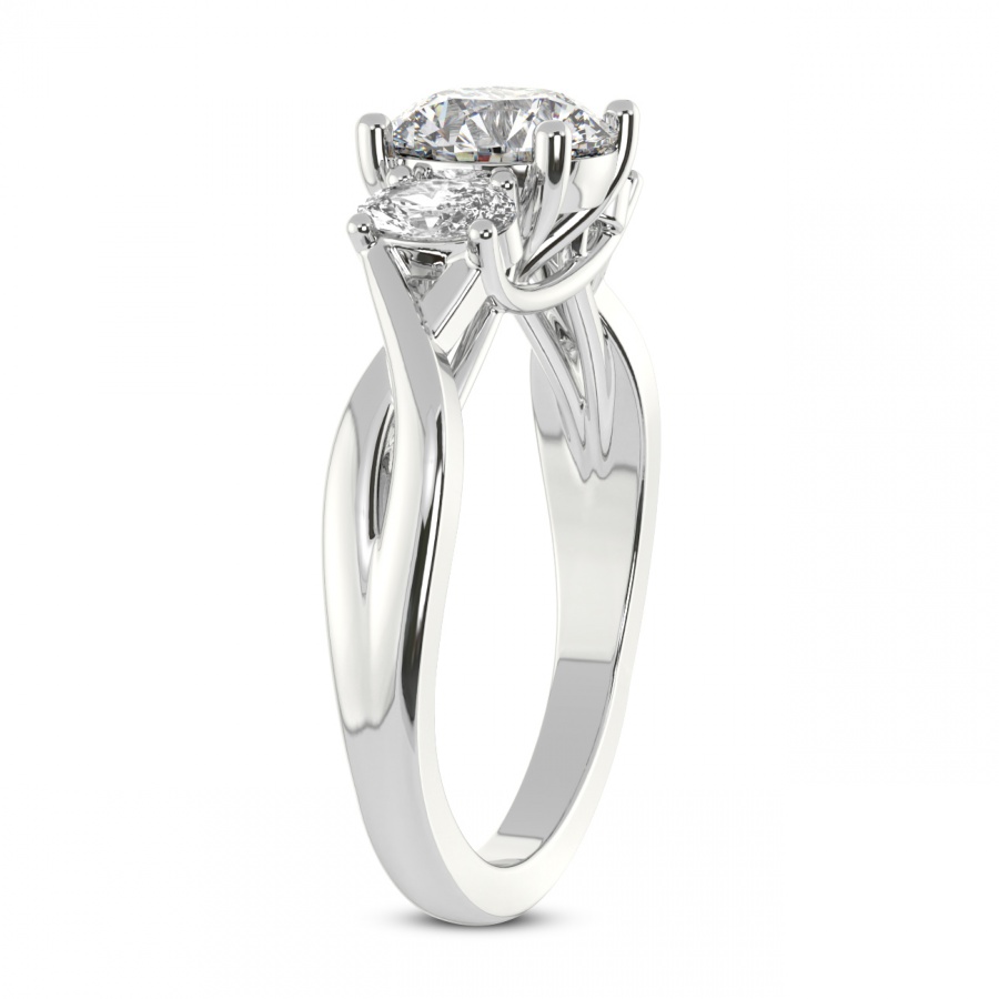 Dionne Three Stone Side Oval Diamond Ring Side Left View