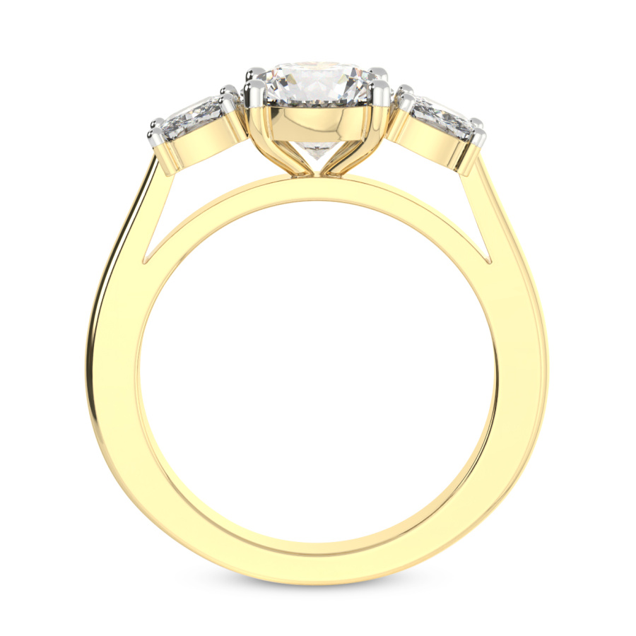 14kt Yellow Gold Kinsley Three Stone Side Cushion Lab Diamond Ring side right image one