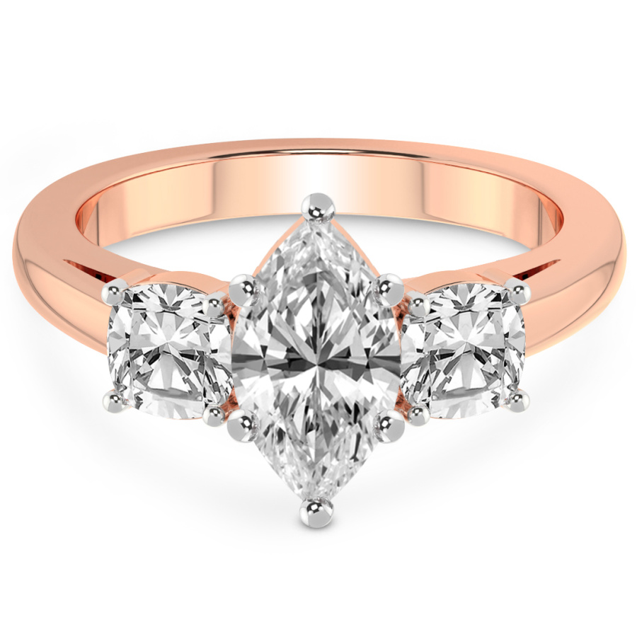 2.73 ct. marquise Kinsley Side Cushion Ring in 14kt rose gold front image