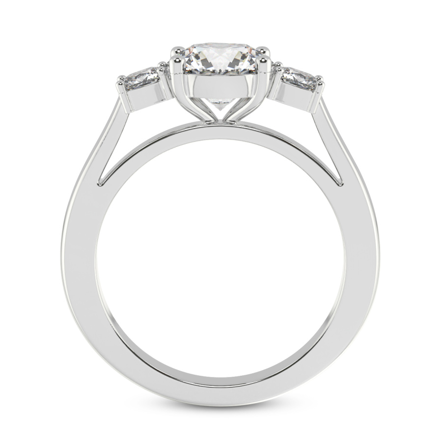 14kt White Gold Emery Three Stone Side Cushion Lab Diamond Ring side right image one