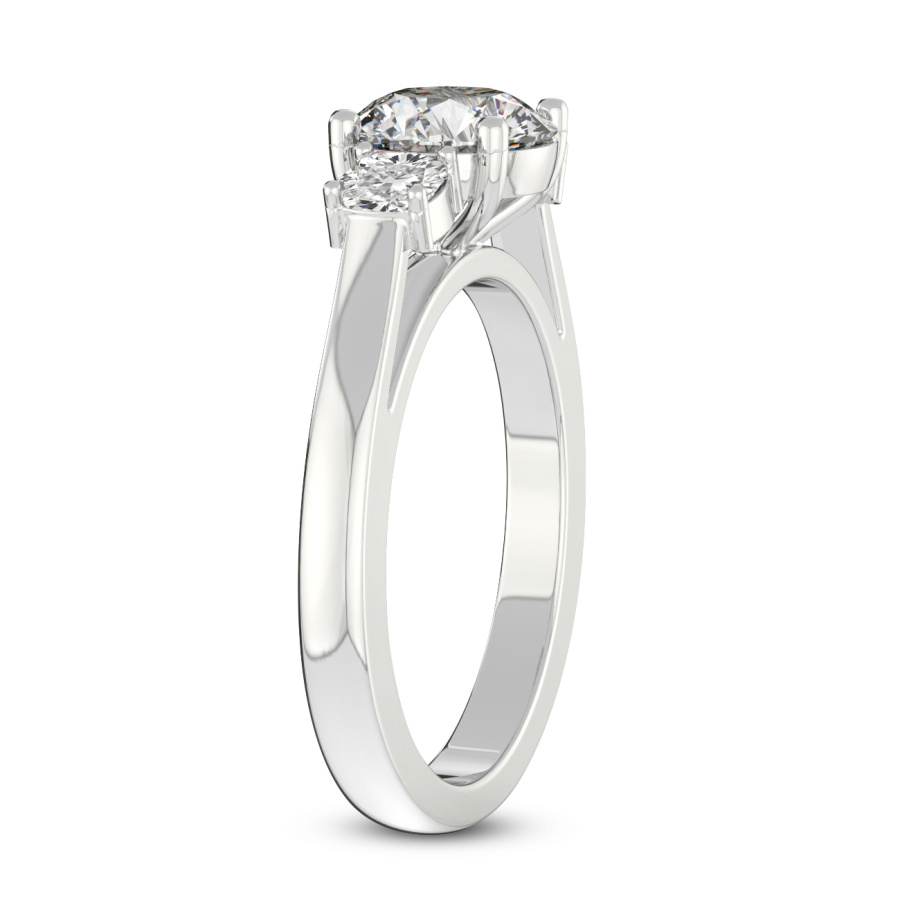 14kt White Gold Emery Three Stone Side Cushion Lab Diamond Ring standing product image one