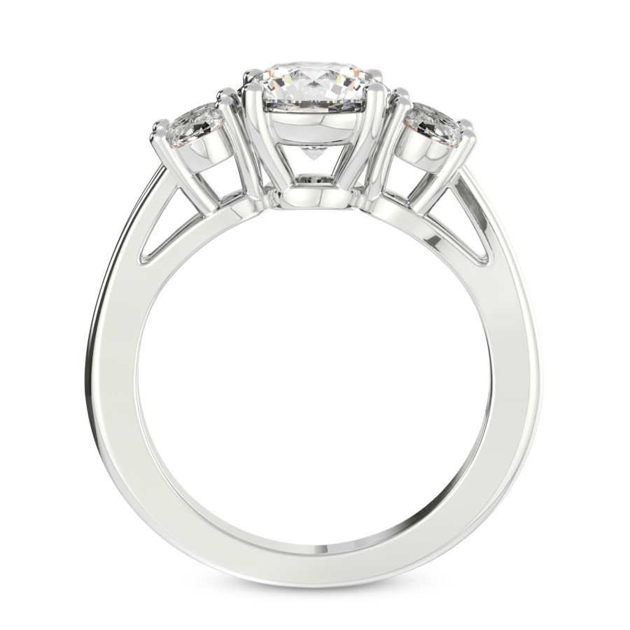 Bethany Three Stone Side Oval Diamond Ring Side View