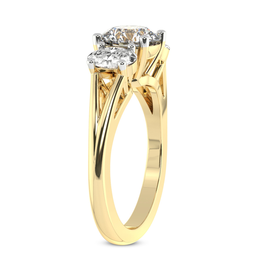 Bethany Three Stone Side Oval Diamond Ring Side Left View