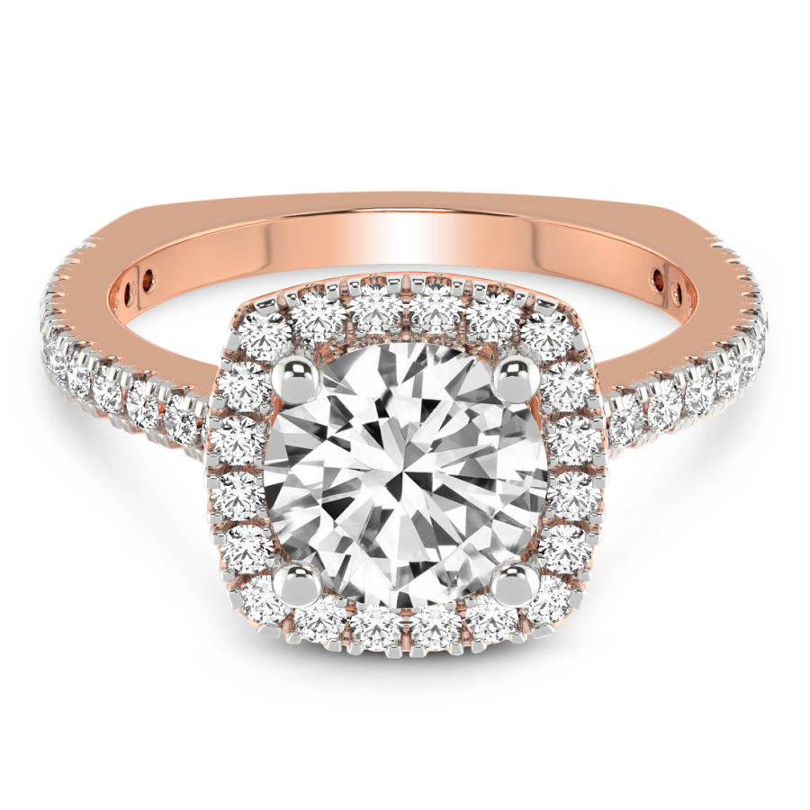 Valerie Euro Shank Halo Diamond Ring Front View