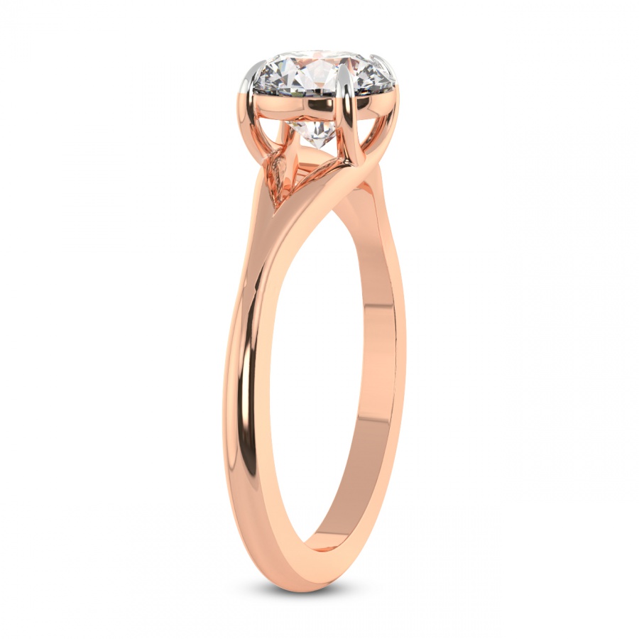 18kt Rose Gold Cynthia Split Shank Lab Diamond Ring standing product image one