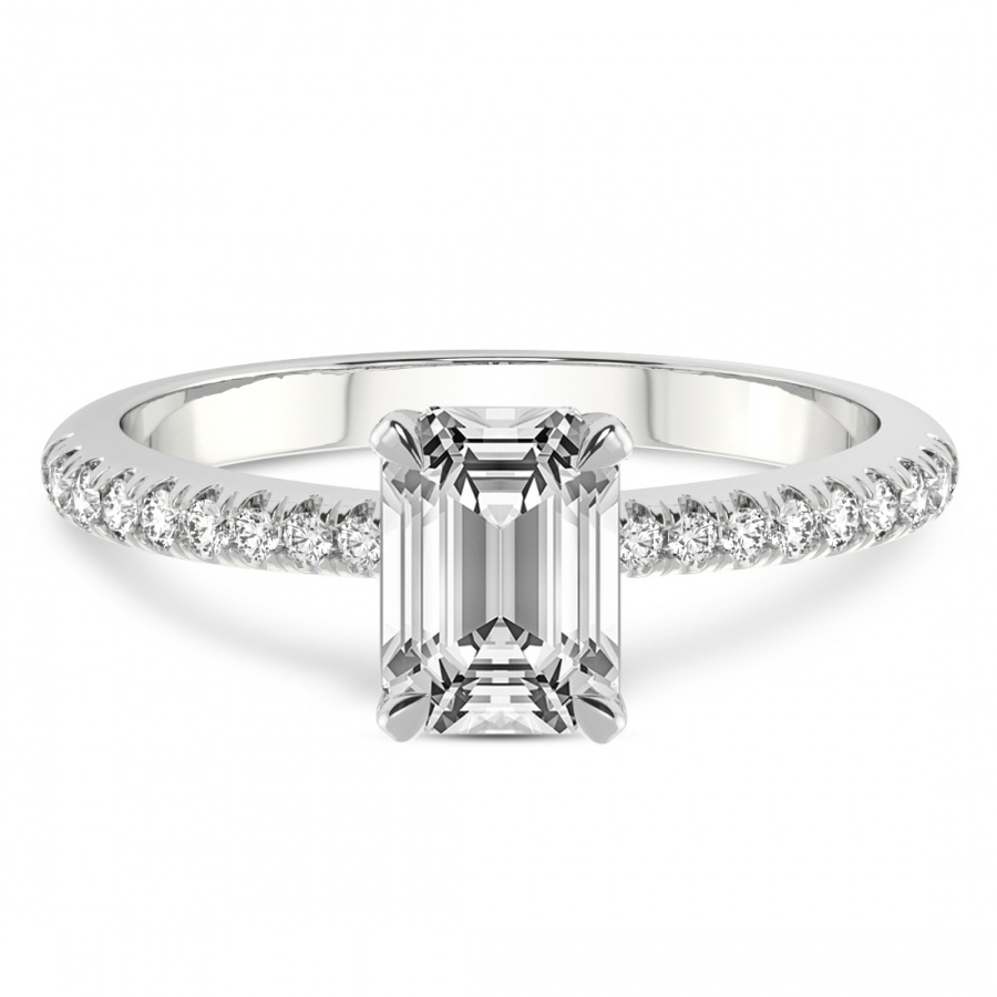 2.16 ct. emerald Etienne Secret Halo Ring in 18kt white gold front image