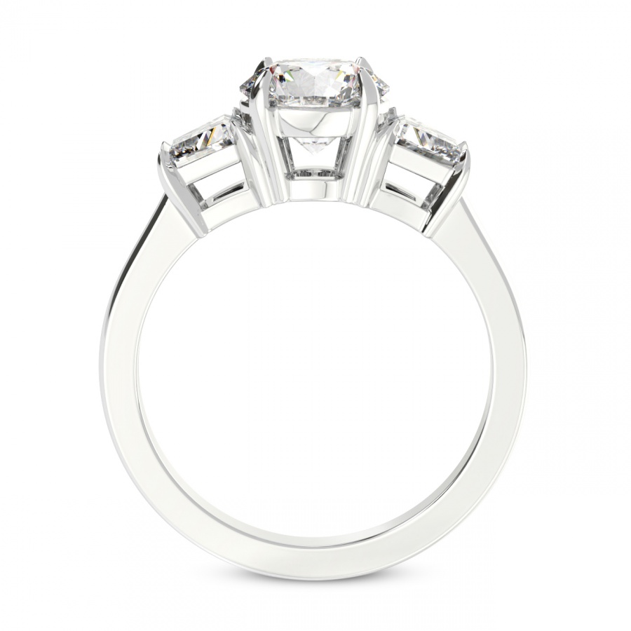 9Ct White Gold Dianna Three Stone Side Trapezium Lab Diamond Ring side right image one